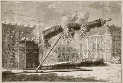 Fall of the Vendome Column, april 1871, illustrasjon fra Cassells historie om krigen mellom Frankrike og Tyskland, 1870-1871 av French School
