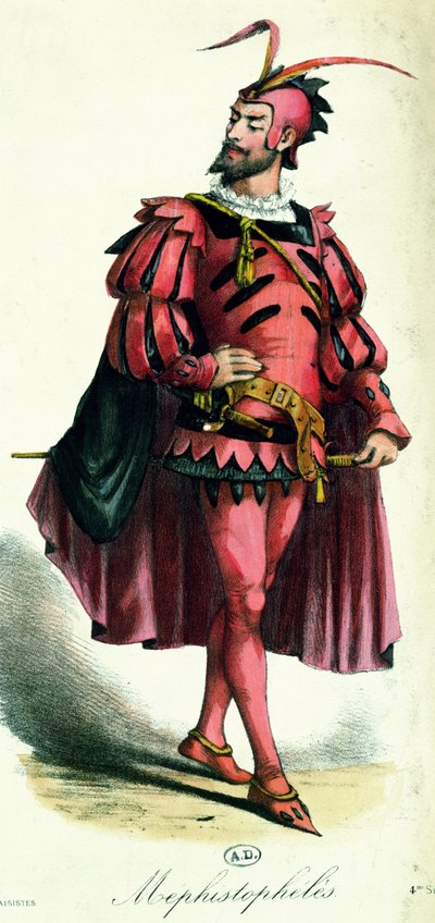 Fancy dress kostyme for Mephistopheles, fra LArt du Travestissement av Leon Salut, 1885 av French School