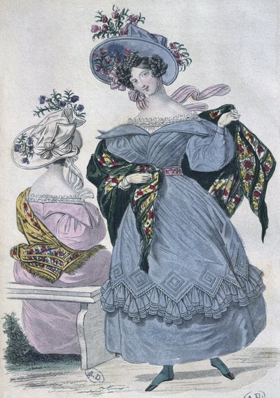 Moteplate, Paris, illustrasjon fra Le Petit Courrier des Dames, 1830 (fargegravering) av French School