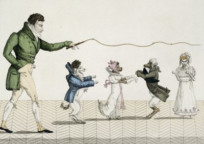 Fasjonable hunder, tallerken 35 fra Le Bon Genre, 1808 av French School