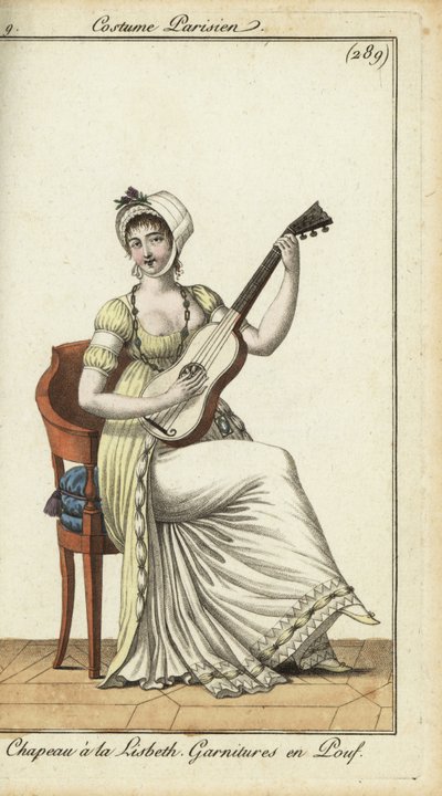 Fasjonabel kvinne som spiller gitar av French School