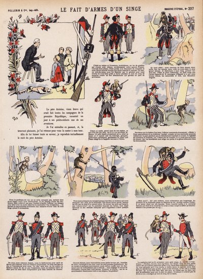 Armene til en ape (farge litho) av French School