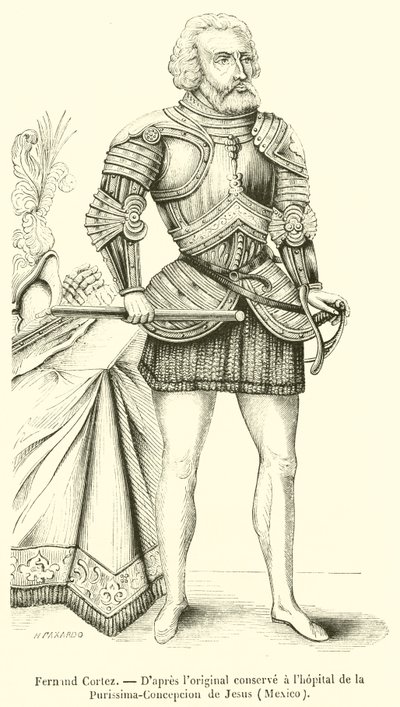 Fernand Cortez (gravering) av French School