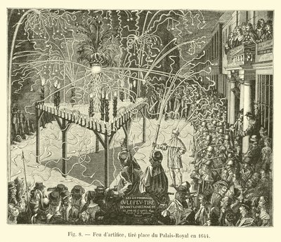 Fyrverkeri, finner sted i Palais-Royal i 1644 av French School