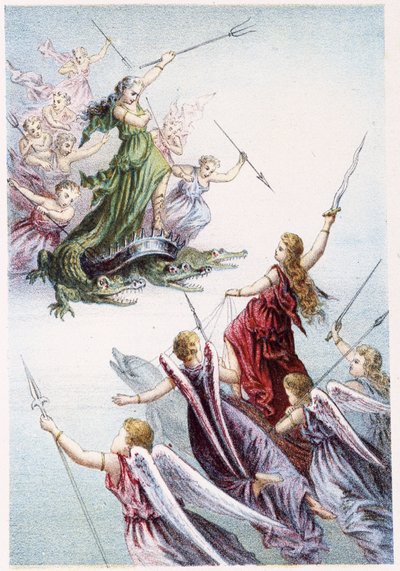 Kamp mellom onde og gode ånder i havet - i "" Reise til havets bunn"" av H. de la Blanchère. Paris, red. Jouvet et Cie, sd. 1880. av French School