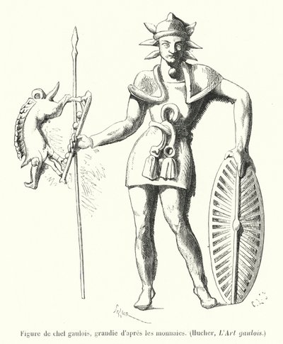 Figur av en gallisk høvding, forstørret i henhold til myntene (gravering) av French School