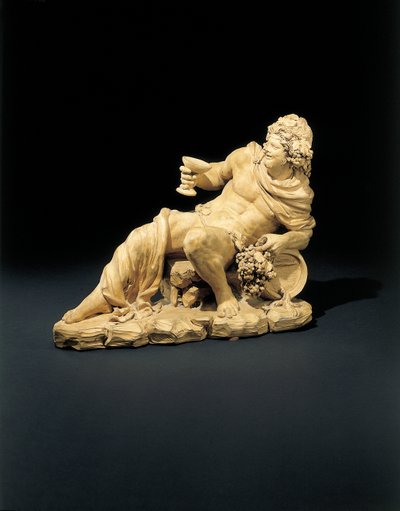 Figur av Bacchus liggende med et glass vin, ca. 1770 av French School