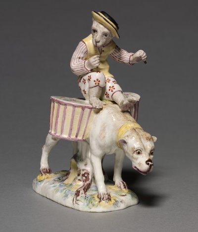 Figur av en ape på en hund, produsent Mennecy-Villeroy Factory, Frankrike, ca. 1760 av French School