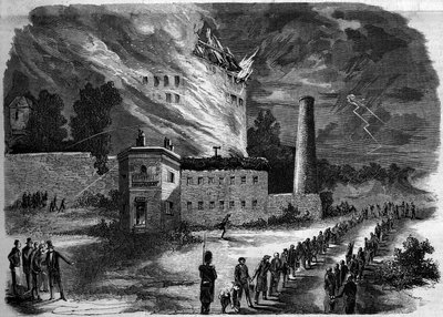Brann fra La Motte Seguin-fabrikken i Orleans, Loiret (45) av French School