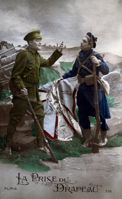 Første verdenskrig: #39;Flagget#39; postkort 1914 (bilde) av French School