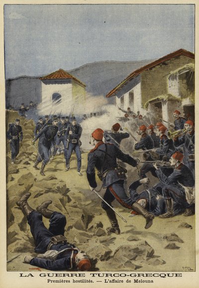 De første fiendtlighetene under den gresk-tyrkiske krigen, 1897 av French School