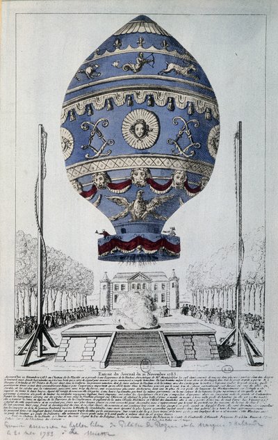Pilâtre de Roziers første menneskeflukt 21. november 1783 av French School