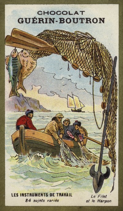 Fiskegarn og harpun av French School