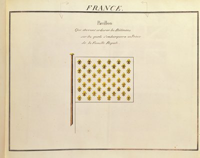 Flagget til en prins av kongefamilien, fra Pavillons des Puissances Maritimes (fargegravering) av French School