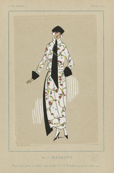 Fleurette, fra Tres Parisiens, pub. 1922 (stensiltrykk) av French School