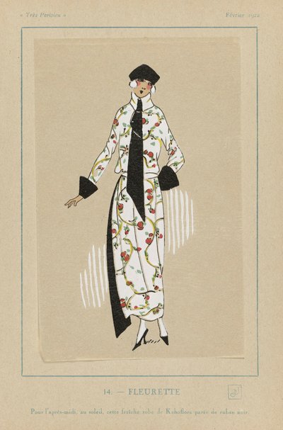 Fleurette, pub. 1922 sjablongtrykk. av French School