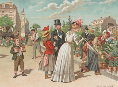 Blomstermarked (chromolitho) av French School