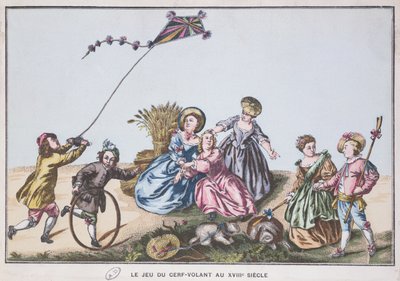 Fly en drage på 1700-tallet (fargegravering) av French School