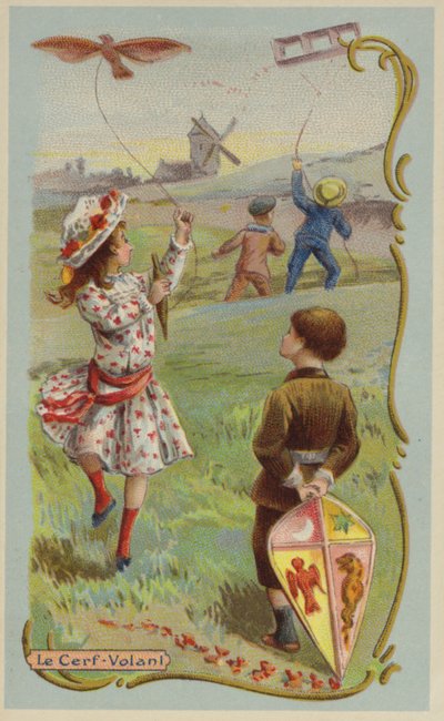Flyvende drager (chromolitho) av French School