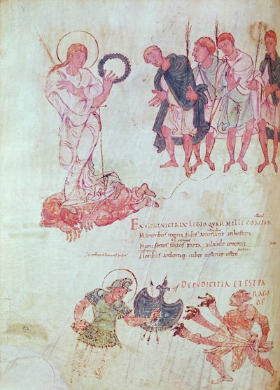 Fol.15.083 fra Psychomachia av Prudentius av French School
