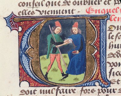 Fol.19r Bloodletting, fra Traite de Medicine av Aldebrande de Florence, 1356 av French School