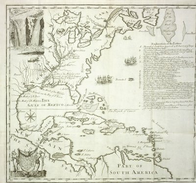 Foldekart over den nordamerikanske Atlanterhavskysten, 1714 av French School