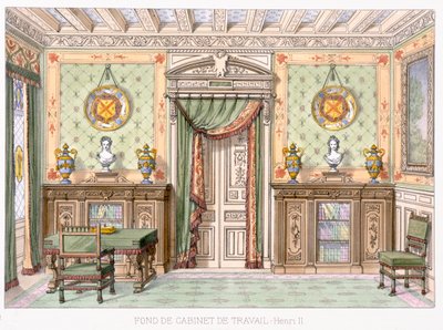 Fond de cabinet de travail i stil med Henri II fra Le Gared-Meuble, av French School