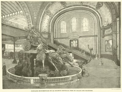 Den monumentale fontenen til sentralgalleriet, nær Maskinpalasset (gravering) av French School