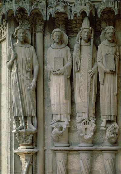 Fire martyrhelgener, Chartres-katedralen, ca. 12120 (stein) av French School
