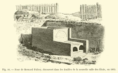 Fire av Bernard Palissy, oppdaget i utgravningene av den nye Salle des Etats, i 1865 av French School