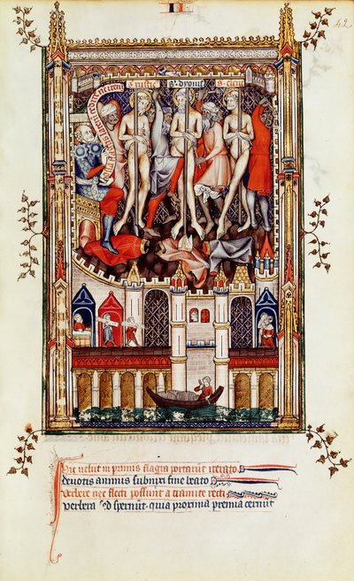 Fr 2092 f.42 Tredje flagellasjon av St. Denis og hans følgesvenner, fra Vie de St. Denis, 1317 av French School