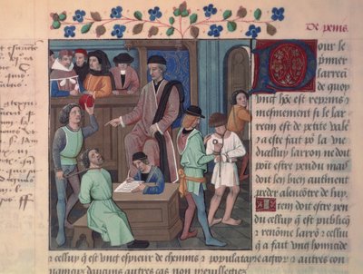Fr 4367 f.55v En dommer som forhører fanger av French School