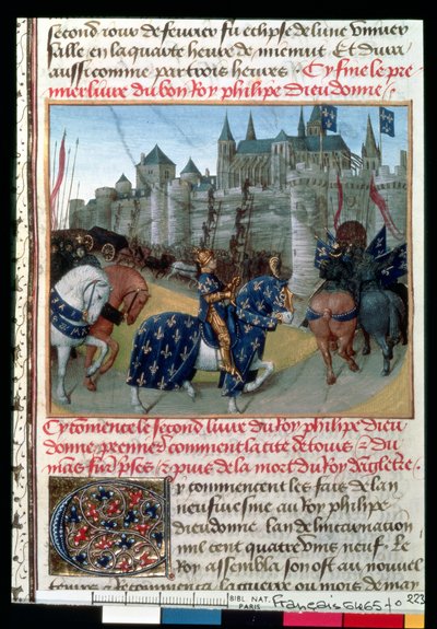 Fr 6465 f.223 Take of Tours av Philippe Auguste (1165-1223) konge av Frankrike i 1202 av French School