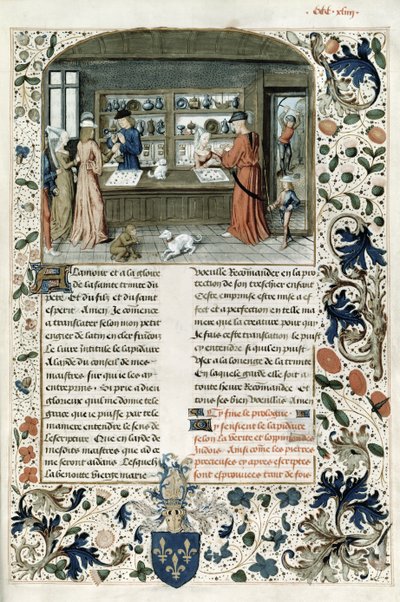 Fr 9136 f.344 Juvelerbutikk, fra Lapidaire de Mandeville av French School
