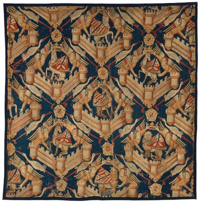 Fragment av et heraldisk billedvev som viser Arms of Beaufort, Turenne og Comminges, laget i Paris eller Arras (ull) av French School