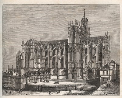 France, Lorraine, Moselle (57), Metz: La cathedrale Saint Etienne de Metz - engraving in “La France illustree: geographie, histoire, administration statistique” by V.-A. Malt-Brown. 1884 av French School