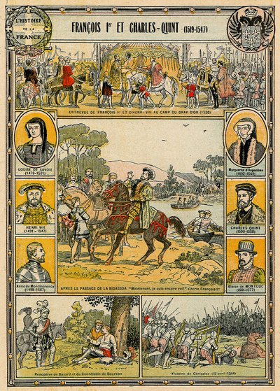 Frans I av Frankrike og Charles V, den hellige romerske keiseren, illustrasjon fra 