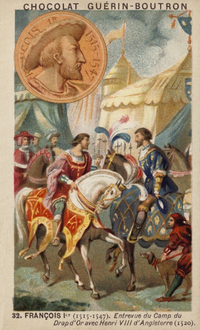 Francis I av Frankrike og Henry VIII av England møtes på Field of the Cloth of Gold av French School