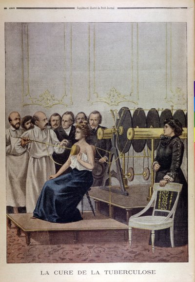 Francisque Crotte behandler en pasient med tuberkulose ved bruk av elektrisitet, fra Le Petit Journal, 1901 av French School