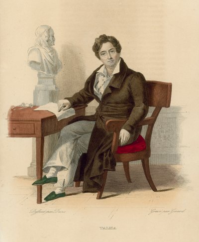 Francois-Joseph Talma (farget gravering) av French School