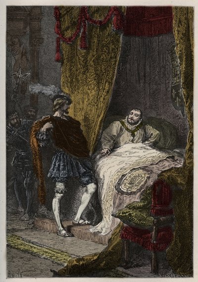 Francois 1er (1494-1547) overrasker Henry VIII (1491-1547) om morgenen på Camp du Drap d