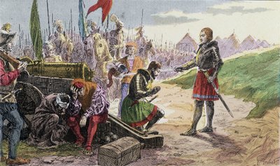 Francois 1st, våpen Chevalier av Bayard, i Marignan - Illustrasjon 1800-tallet. av French School