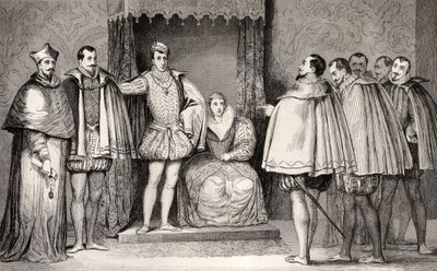 Francois II (1544-60) forteller de parlamentariske varamedlemmer at hertugen av Guise og kardinalen vil styre staten, fra 