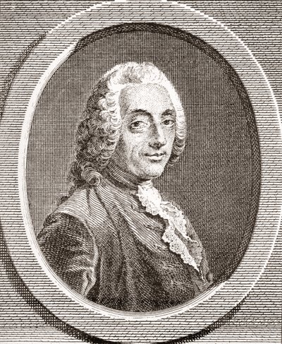 François-Augustin de Paradis de Moncrif, 1687-1770. Fransk forfatter og poet. Fra Les Heures Libres utgitt 1908. av French School