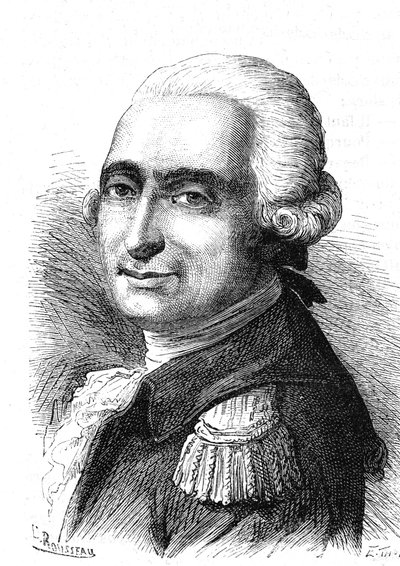 Franois Laurent Marquis D'ARLANDS (1742-1809), fransk ingeniør og flyfart med Pilatre De Rozier. Gravering 1867 av French School