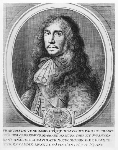 François de Bourbon, hertug av Beaufort (gravering) av French School