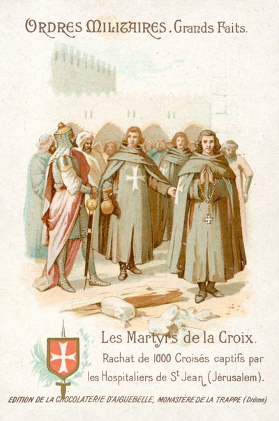 Frigjøring av 1000 fangede korsfarere av Knights Hospitaller, Jerusalem (chromolitho) av French School
