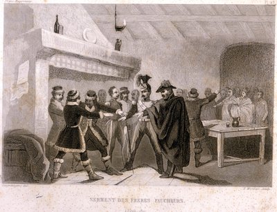 Frimureriet: eden til brødrene høstere i Potok i 1821. Gravering fra "" Pittoreske Histoire de la Franc Maconnerie et des Societes Secretes antique et moderne" av F.-T. B. Clavel. Pagnere, redaktør. 1843. av French School