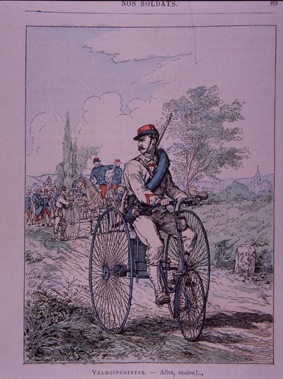 Den franske hærens trehjulssykkelrytter (velocipediste) av French School