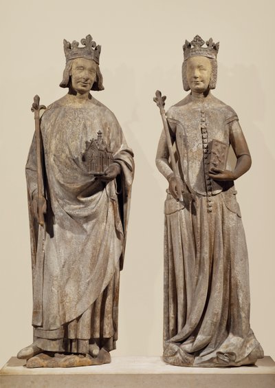 Den franske kongen Karl V og Jeanne de Bourbon (stein) av French School